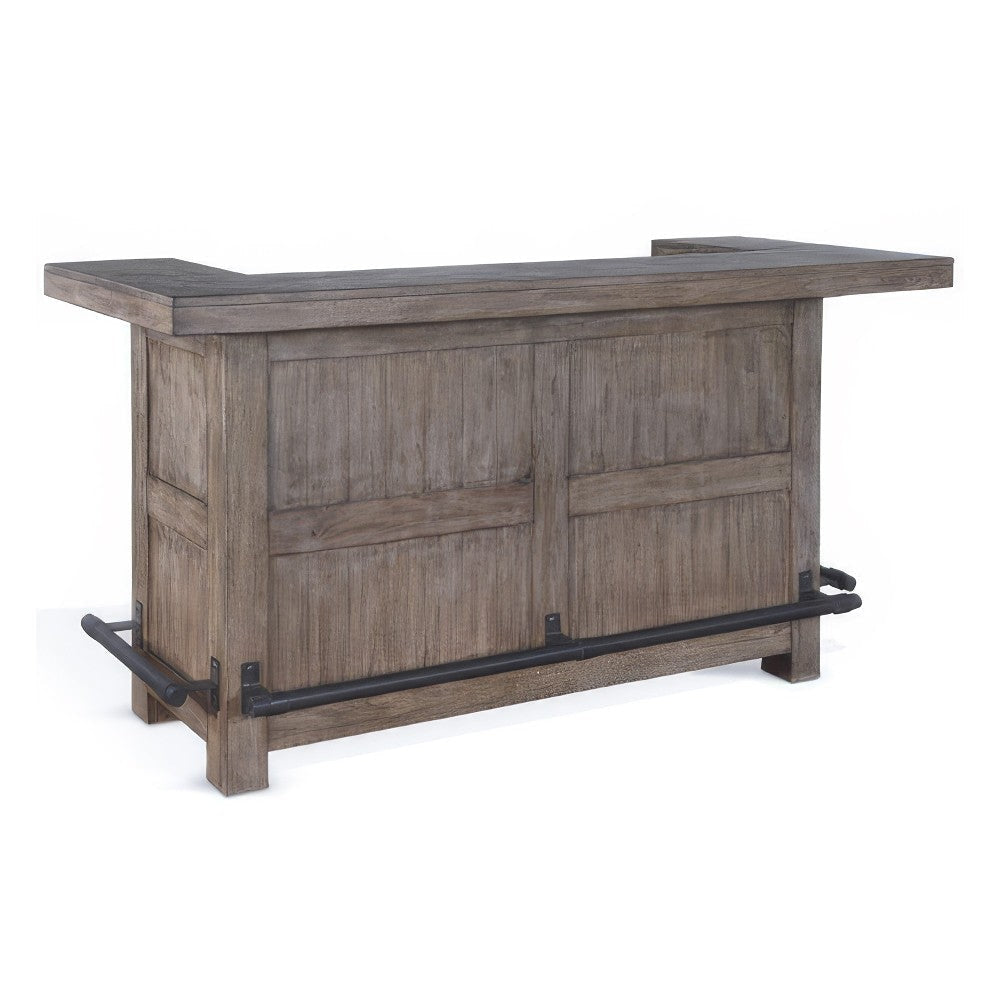 Yael Bar Cabinet Table, Shelves, Pull Out Tray, 80", Taupe Brown Wood