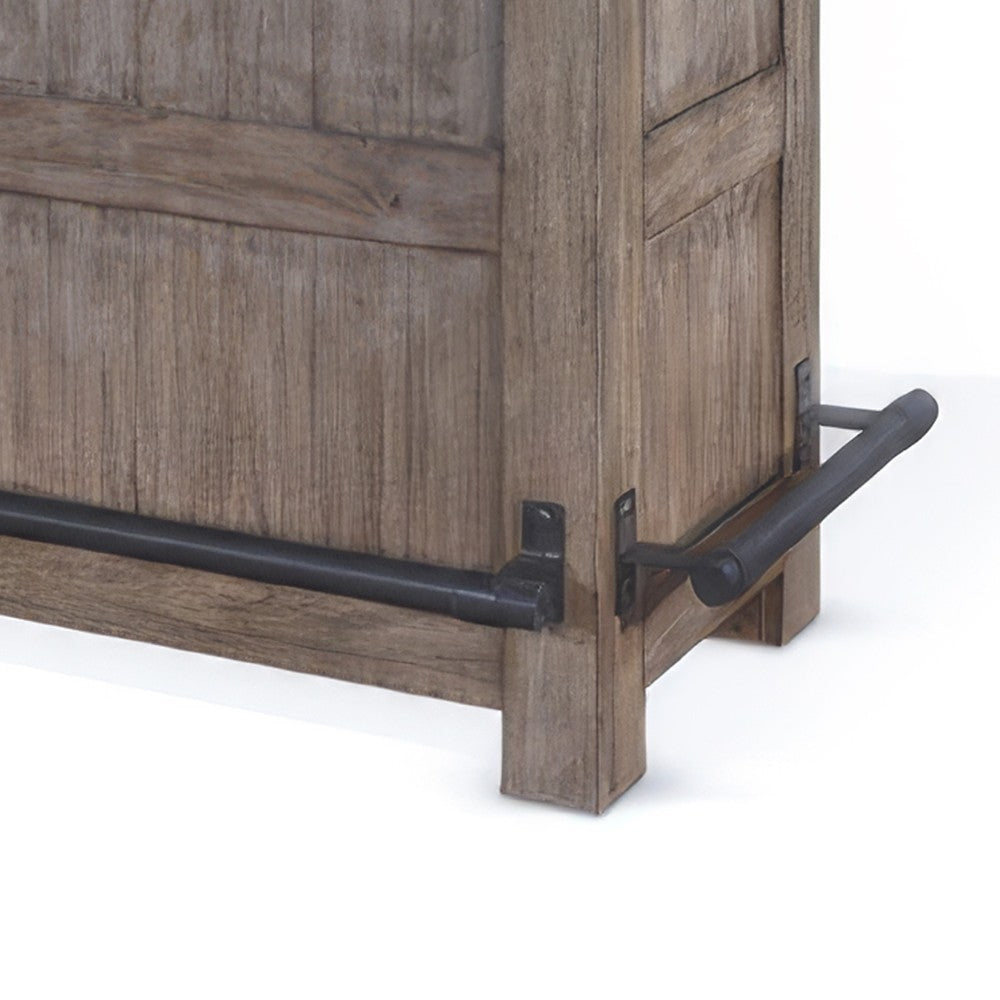 Yael Bar Cabinet Table Shelves Pull Out Tray 80’’ Taupe Brown Wood BM325186