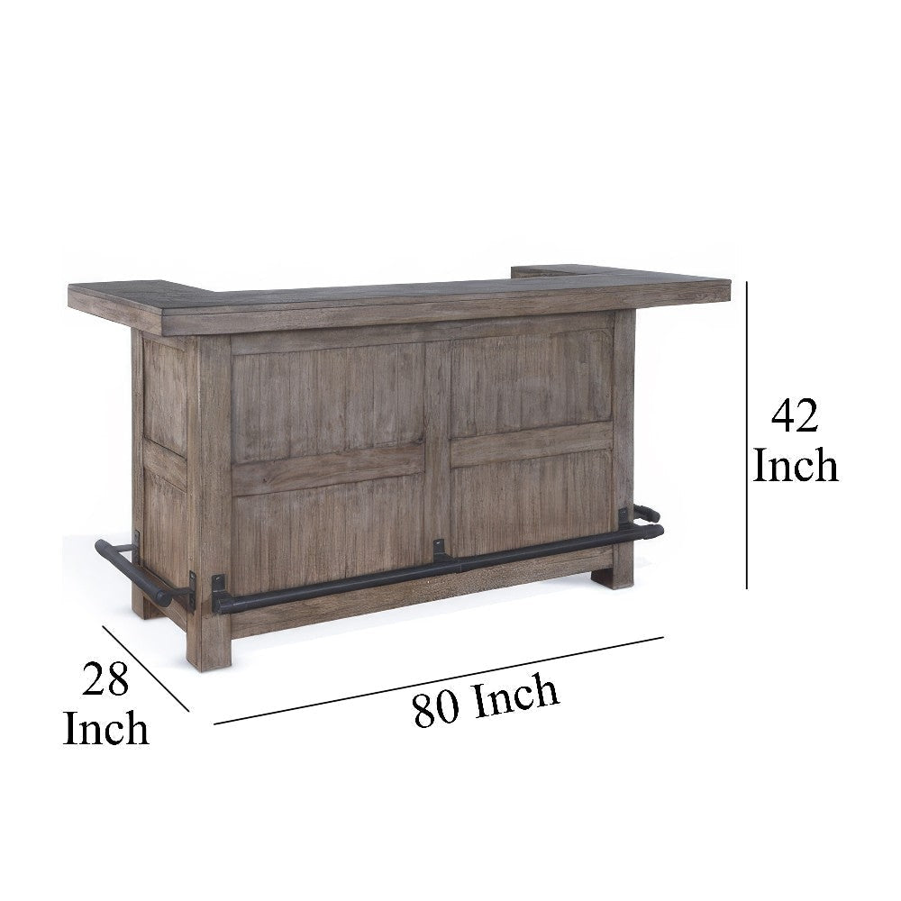 Yael Bar Cabinet Table Shelves Pull Out Tray 80’’ Taupe Brown Wood BM325186