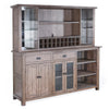 Yael Buffet, Hutch Bar Cabinet, LED Display Shelf, 80" Brown Wood