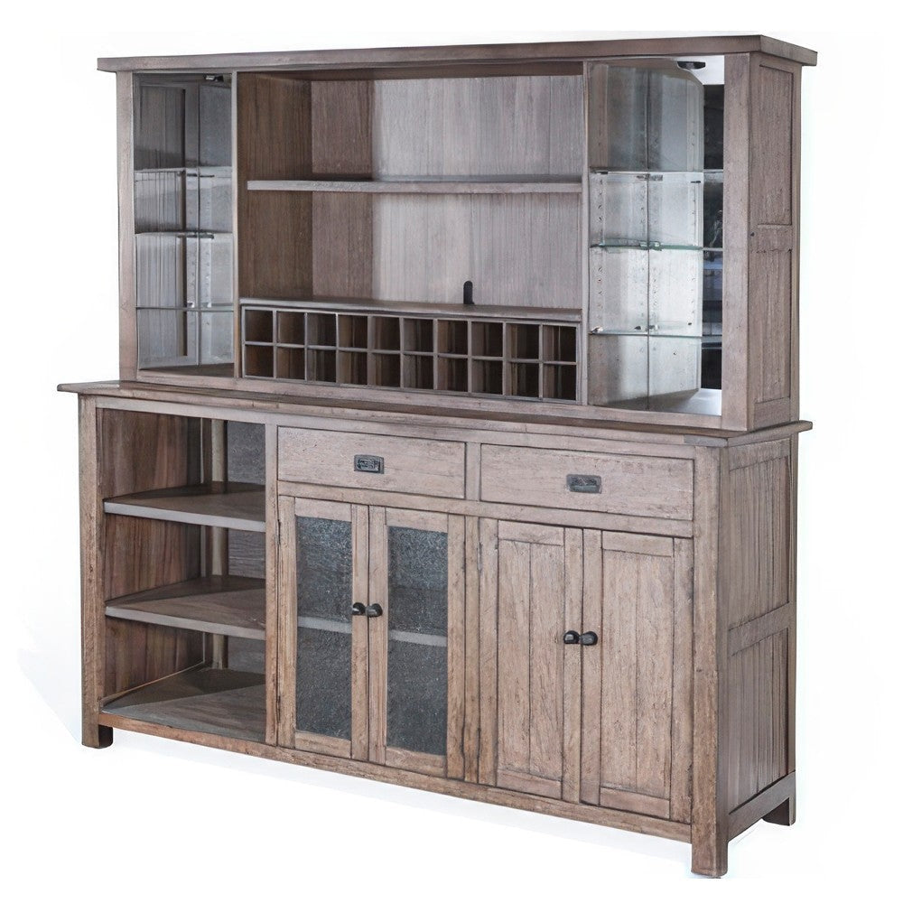 Yael Buffet Hutch Bar Cabinet LED Display Shelf 80’’ Brown Wood BM325189