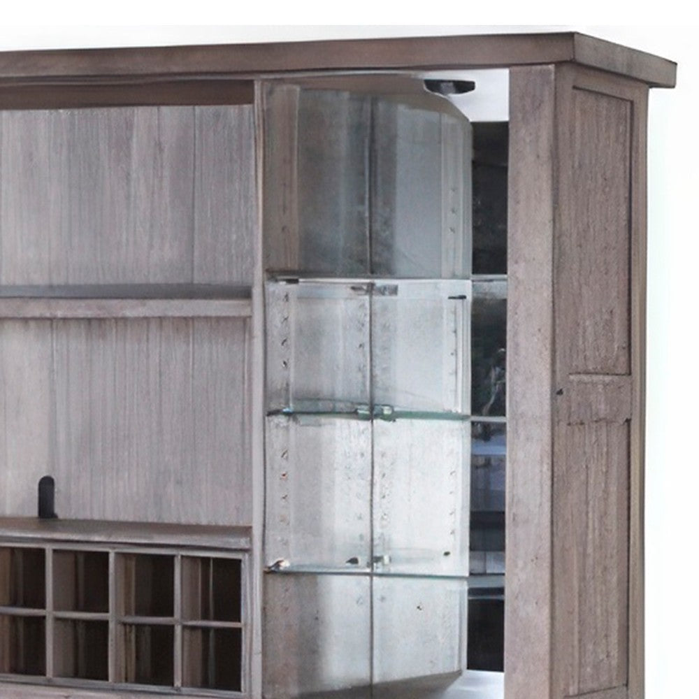 Yael Buffet Hutch Bar Cabinet LED Display Shelf 80’’ Brown Wood BM325189