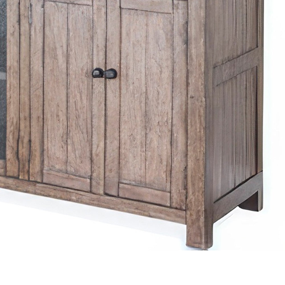 Yael Buffet Hutch Bar Cabinet LED Display Shelf 80’’ Brown Wood BM325189