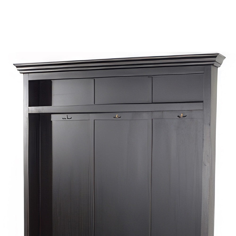 Foyer Foyer Coat Rack Entry Hall Tree w Storage Bench Black 85’’ BM325191