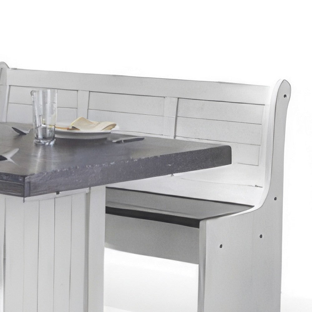 Orso 5pc Breakfast Nook Dining Table Set Corner Bench White Brown BM325193