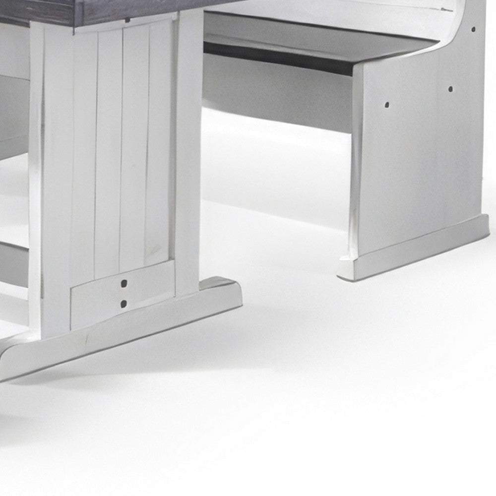 Orso 5pc Breakfast Nook Dining Table Set Corner Bench White Brown BM325193