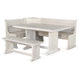 Sime 4pc Breakfast Nook Set, Dining Table and Corner Bench, White