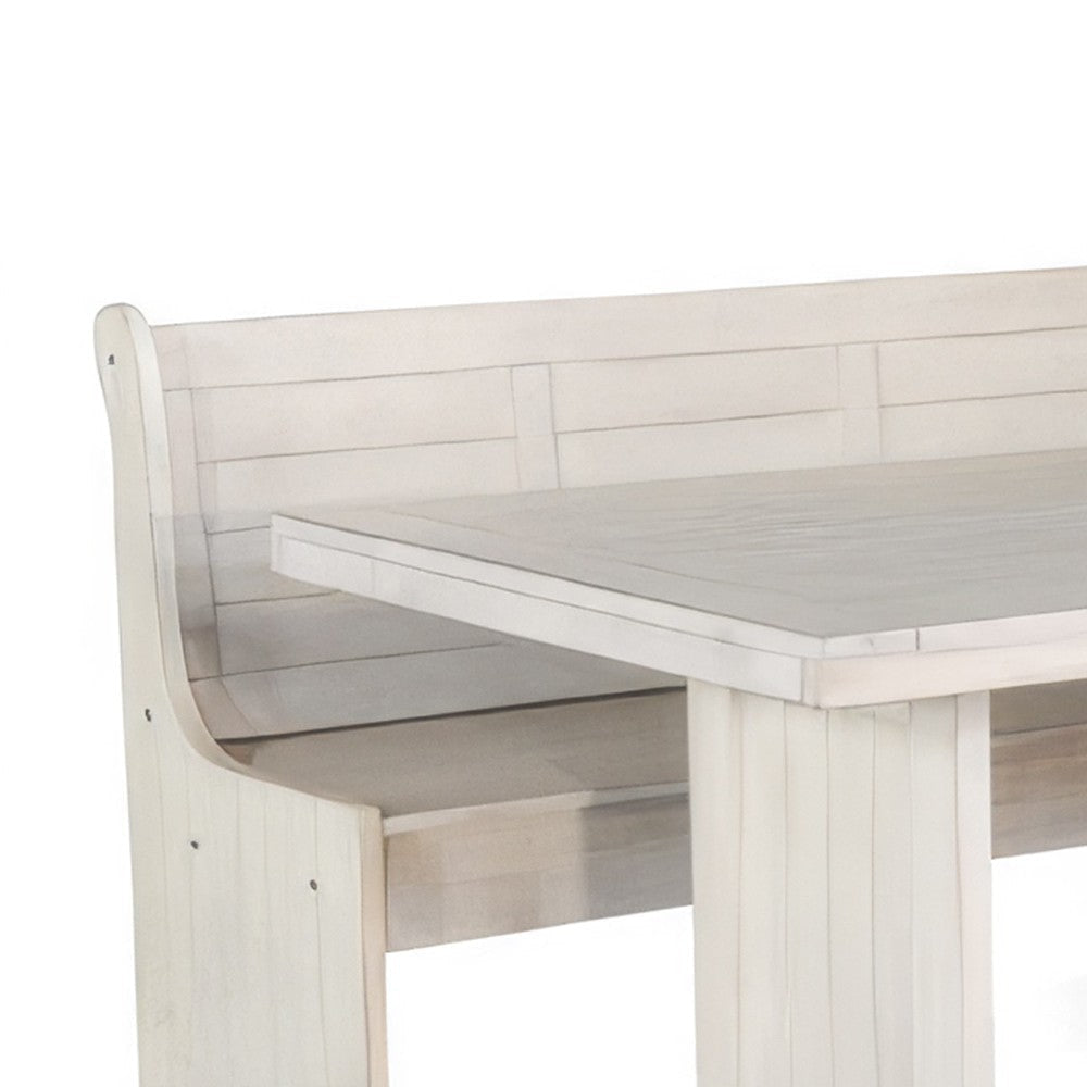 Sime 4pc Breakfast Nook Set Dining Table and Corner Bench White BM325194