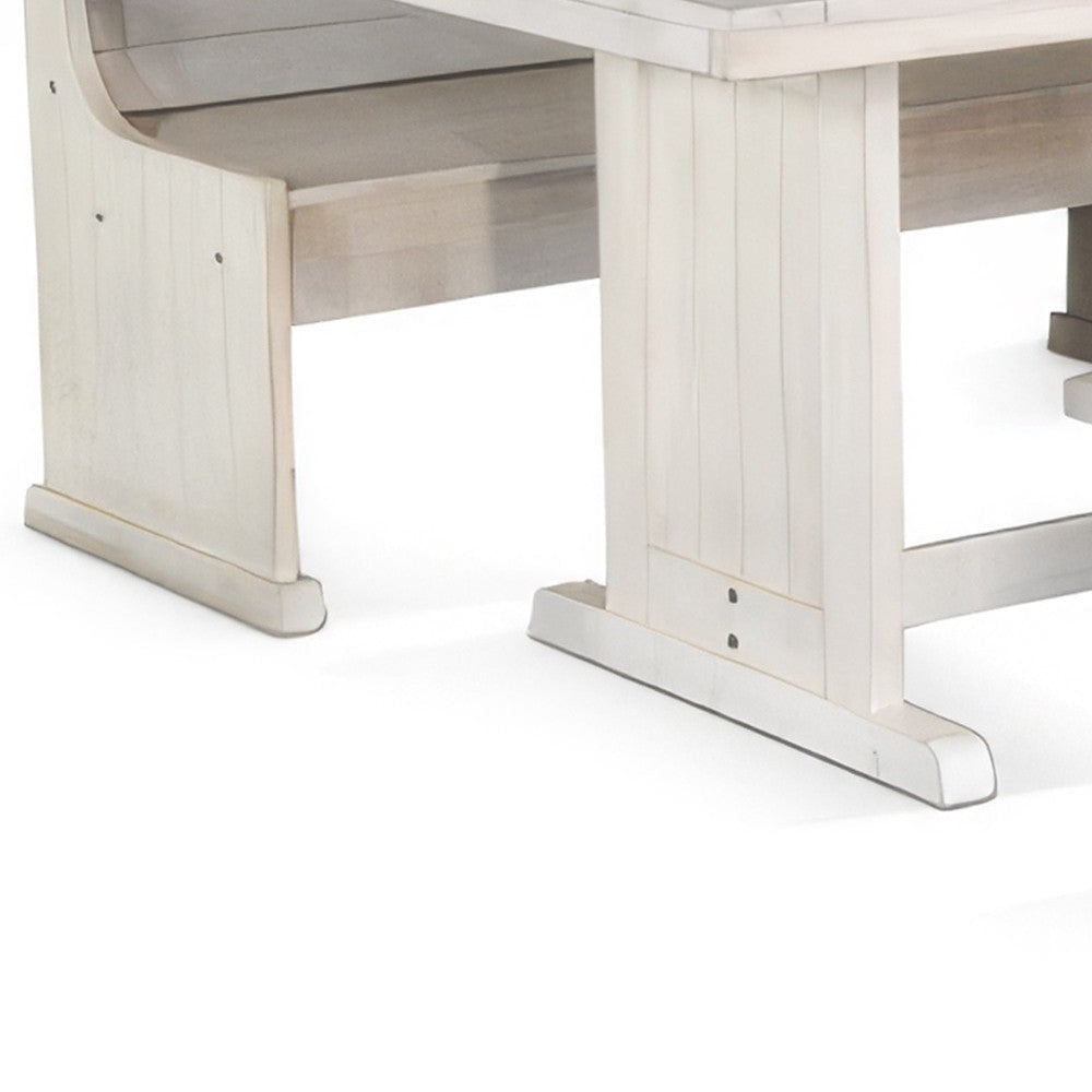 Sime 4pc Breakfast Nook Set Dining Table and Corner Bench White BM325194