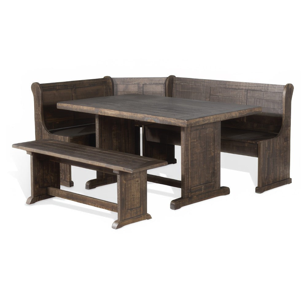 Flint 4pc Breakfast Nook Set Dining Table Corner Bench Dark Brown BM325195