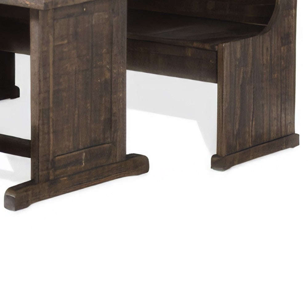Flint 4pc Breakfast Nook Set Dining Table Corner Bench Dark Brown BM325195