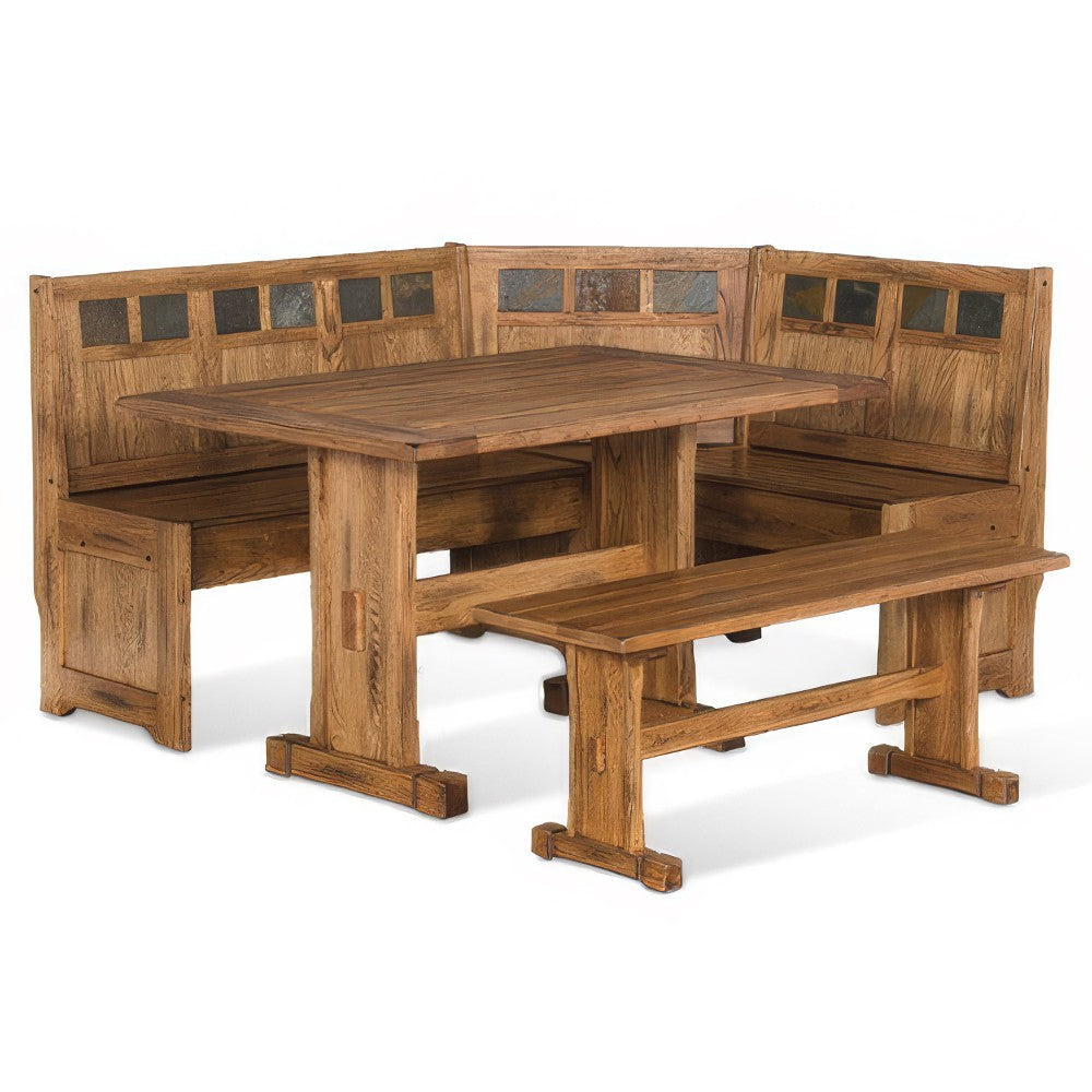 Marv 4pc Breakfast Dining Table Set Corner Storage Bench Light Brown BM325196