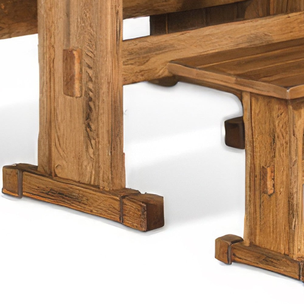 Marv 4pc Breakfast Dining Table Set Corner Storage Bench Light Brown BM325196