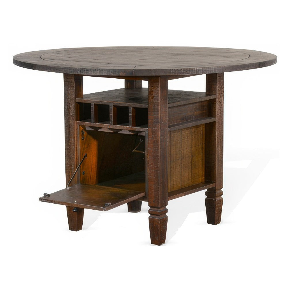 Flint Counter Height Table 54’’ Round Brown Storage Pedestal Base BM325198