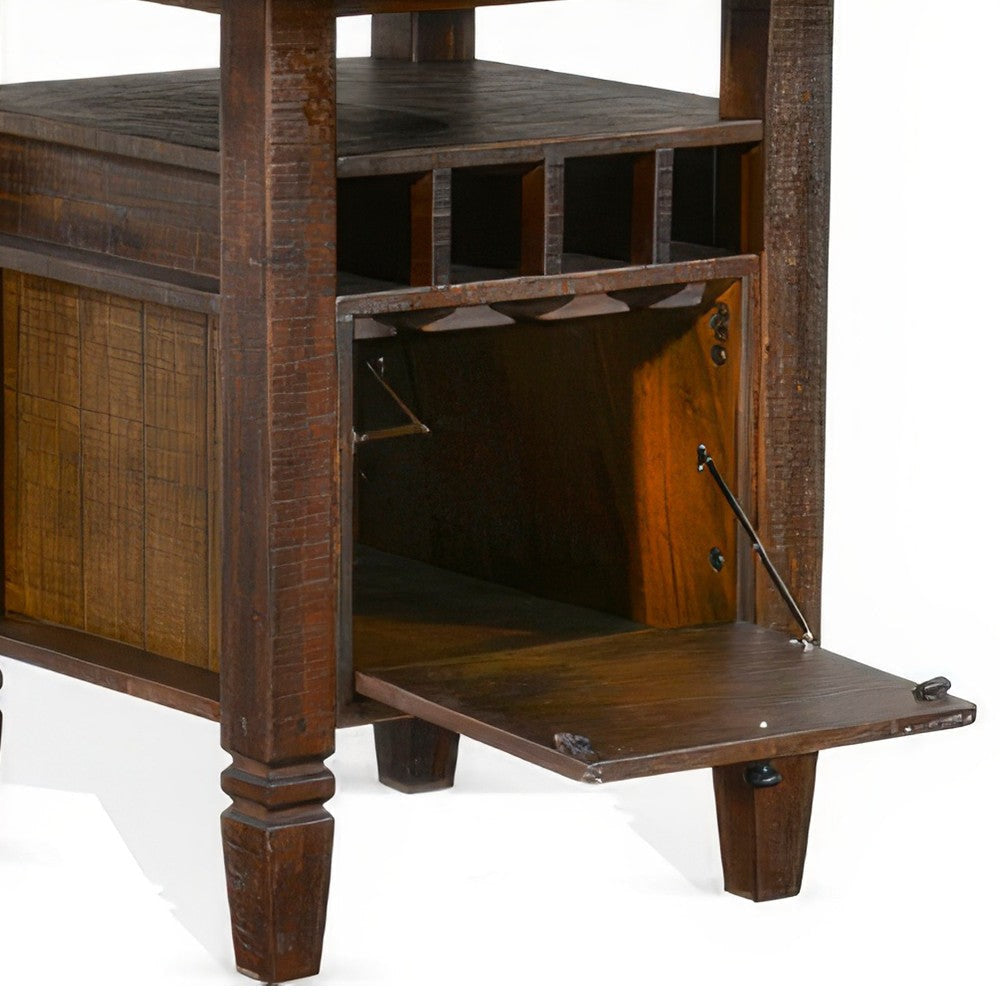 Flint Counter Height Table 54’’ Round Brown Storage Pedestal Base BM325198