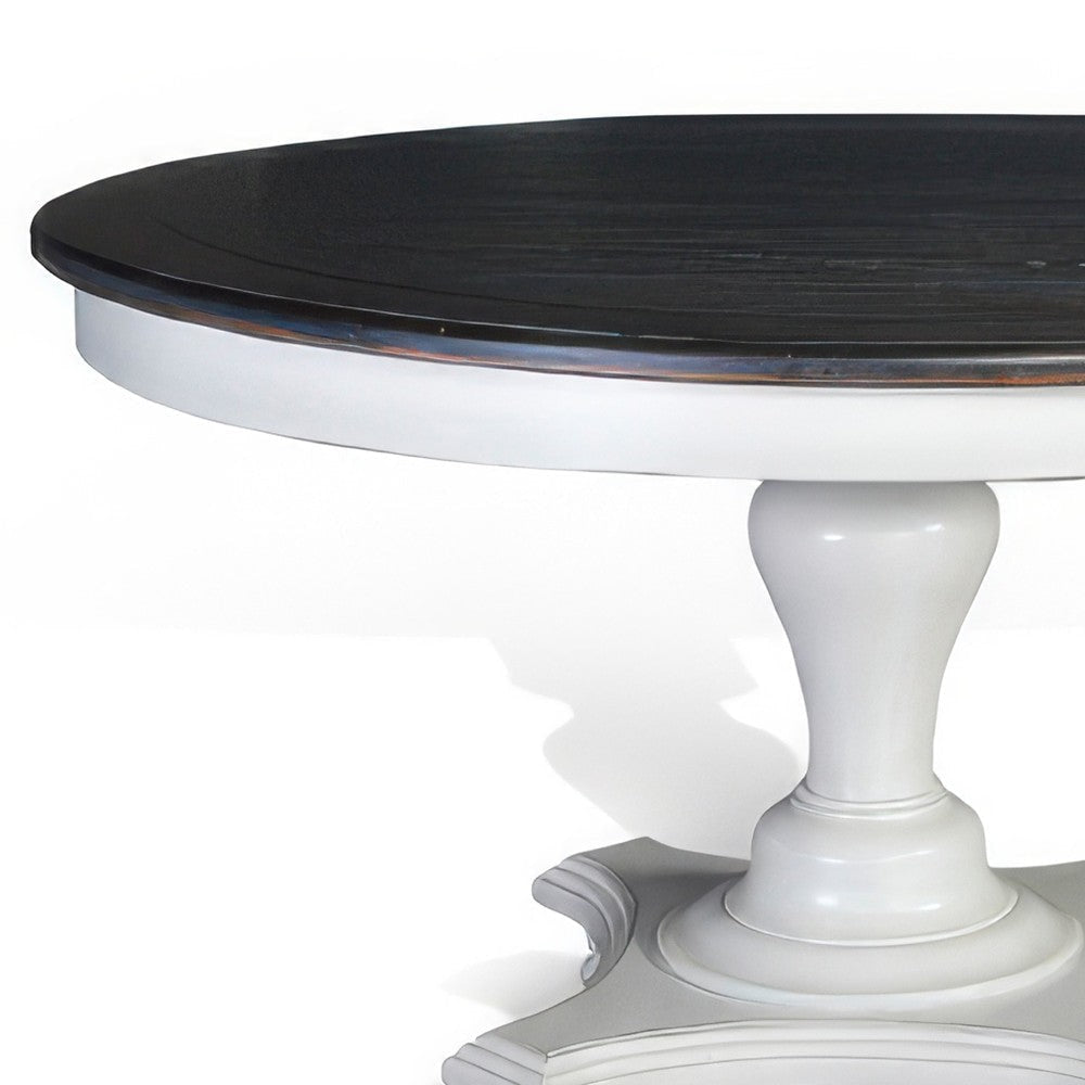 Orso Dining Table Pedestal Base 54’’ Round Top White Dark Brown BM325199