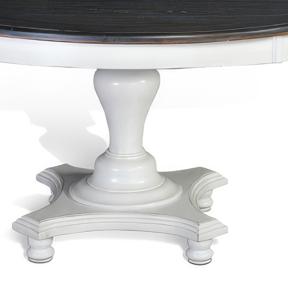 Orso Dining Table Pedestal Base 54’’ Round Top White Dark Brown BM325199