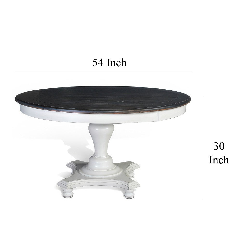 Orso Dining Table Pedestal Base 54’’ Round Top White Dark Brown BM325199