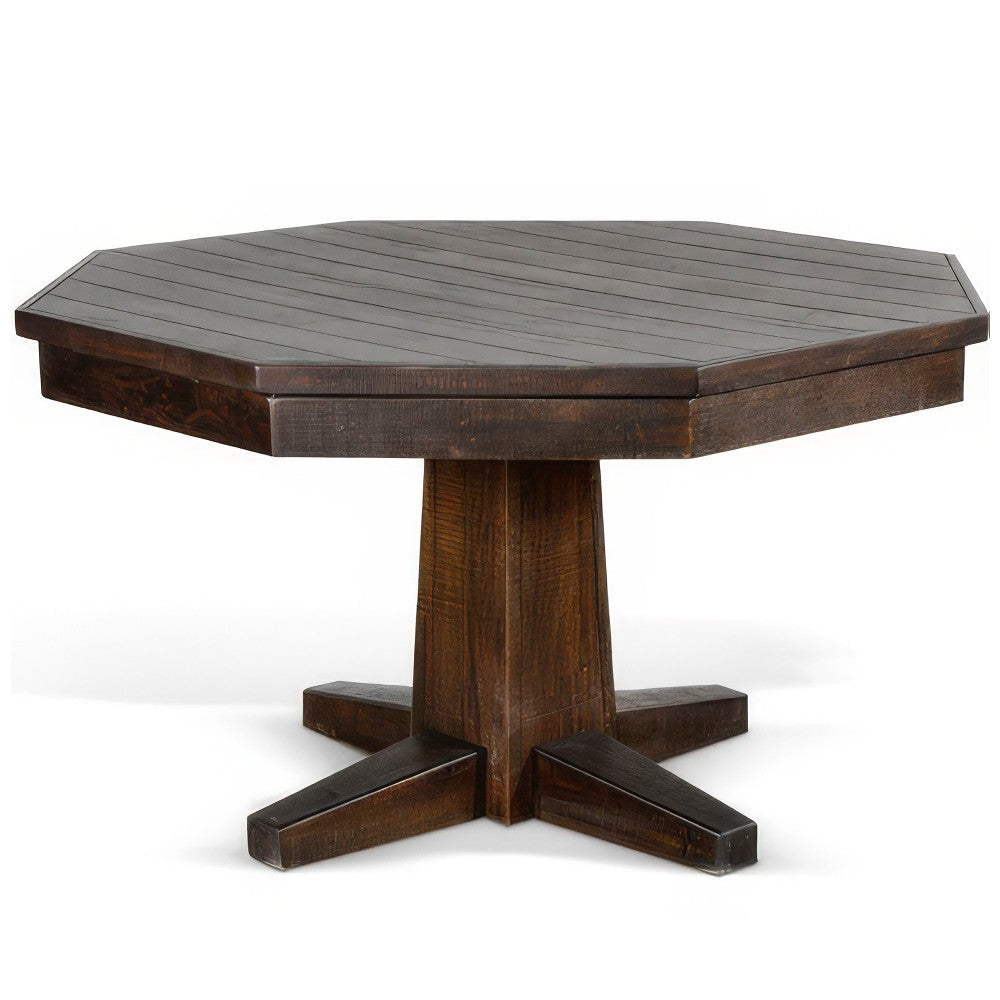 Flint Dining Table w 53" Reversible Game Octagonal Top, Dark Brown