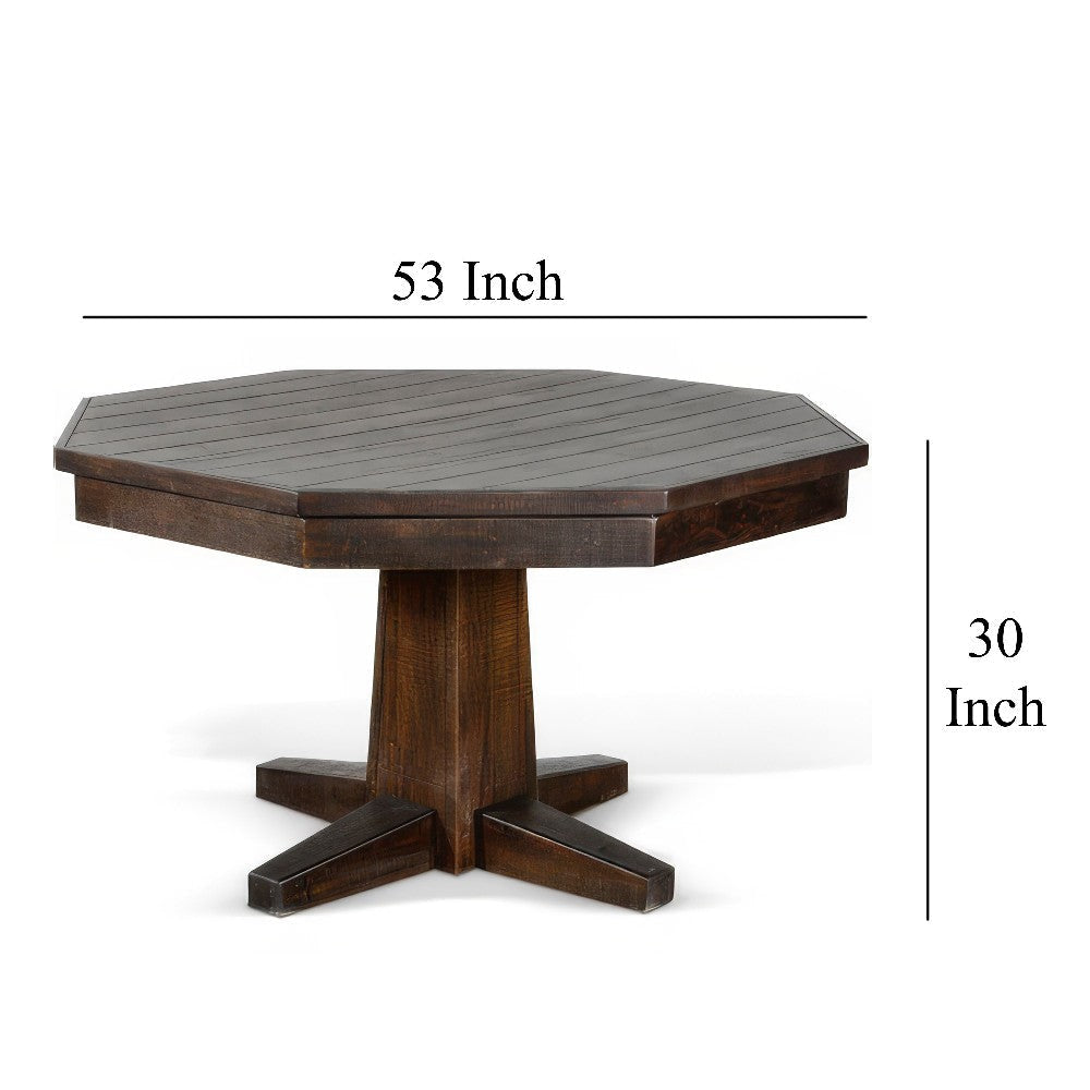 Flint Dining Table w 53’’ Reversible Game Octagonal Top Dark Brown BM325202