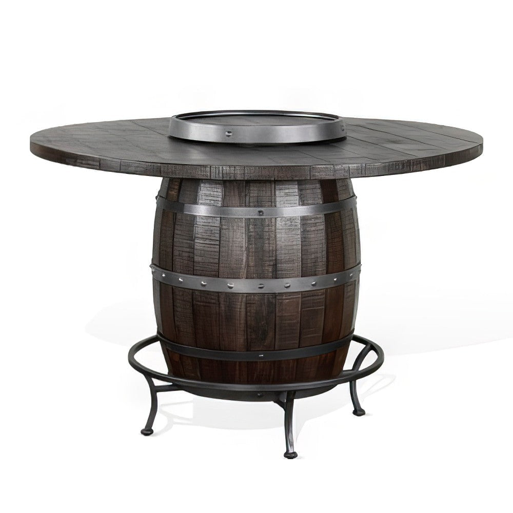 Flint Counter Height Pub Table Metal Accent Barrel 54’’ Dark Brown BM325203
