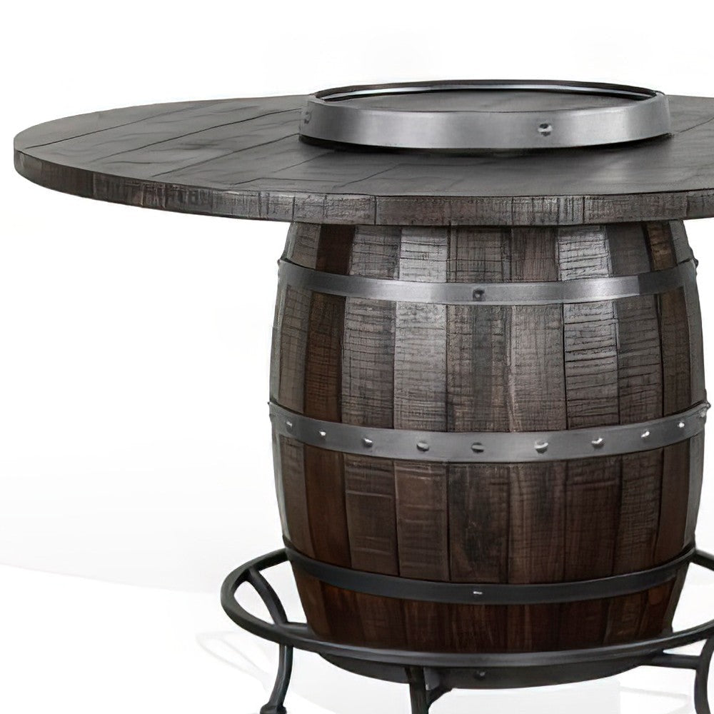 Flint Counter Height Pub Table Metal Accent Barrel 54’’ Dark Brown BM325203