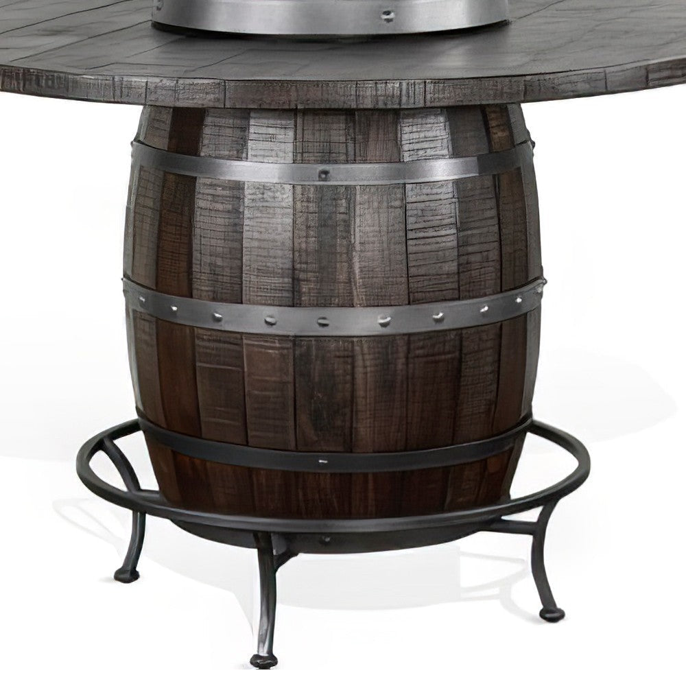 Flint Counter Height Pub Table Metal Accent Barrel 54’’ Dark Brown BM325203