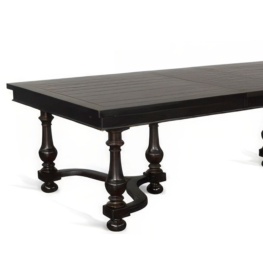 Elon Extendable Dining Table 76-112’’ Top 6 Turned Legs Black BM325205