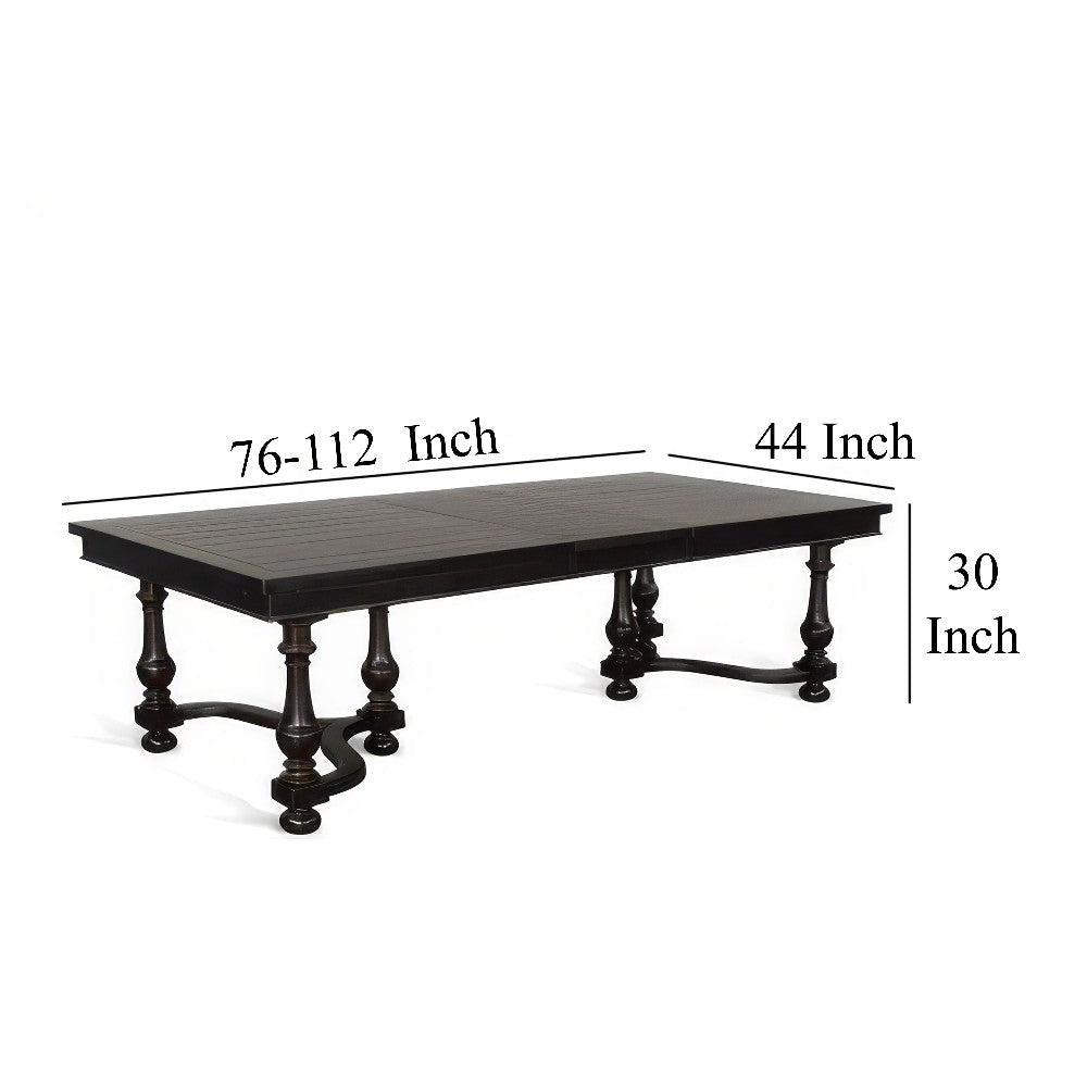 Elon Extendable Dining Table 76-112’’ Top 6 Turned Legs Black BM325205