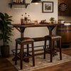 Flint Pub Bar Table, Black Metal Foot Rail, 78", Dark Brown Wood
