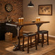 Flint Pub Bar Table, Black Metal Foot Rail, 78", Dark Brown Wood