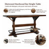 Flint Pub Bar Table, Black Metal Foot Rail, 78", Dark Brown Wood
