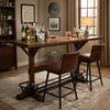 Flint Pub Bar Table, Black Metal Foot Rail, 78", Dark Brown Wood