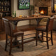 Flint Pub Bar Table, Black Metal Foot Rail, 78", Dark Brown Wood