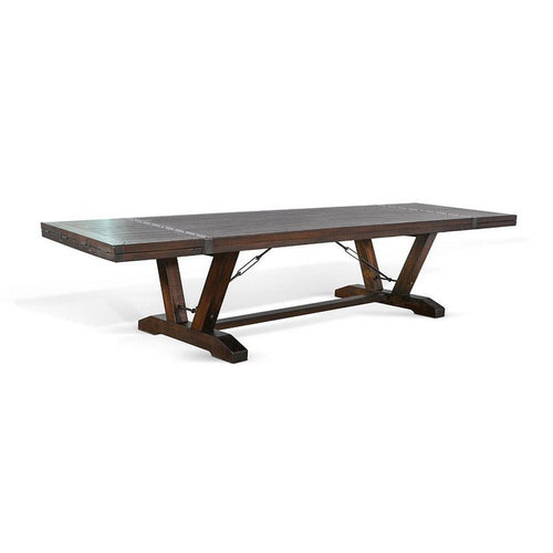 Flint Extendable Dining Table, 108-140", 2 Folding Leaves, Brown