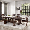 Flint Extendable Dining Table, 108-140", 2 Folding Leaves, Brown