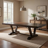 Flint Extendable Dining Table, 108-140", 2 Folding Leaves, Brown