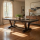 Flint Extendable Dining Table, 108-140", 2 Folding Leaves, Brown