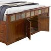 Odell Queen Size Bed w Storage Footboard Bookcase Headboard Brown