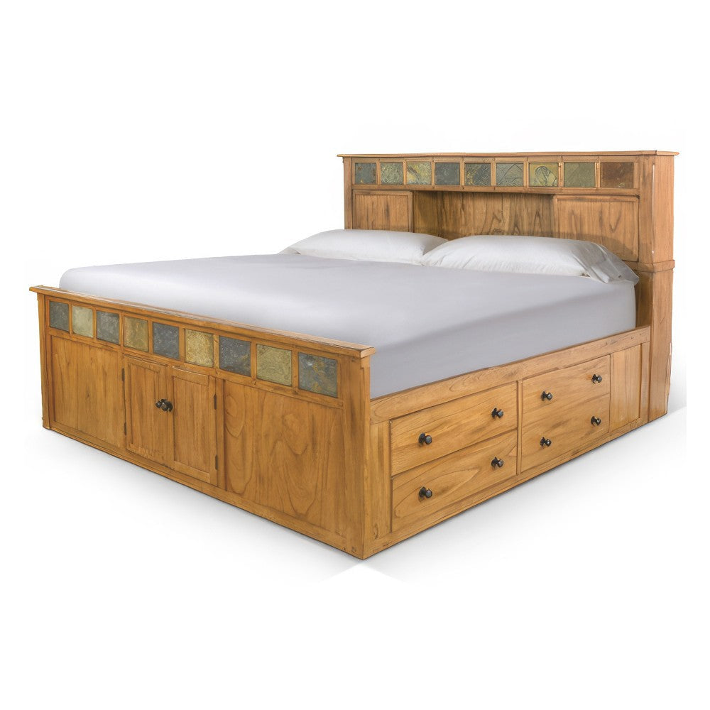 Marv King Size Bed Storage Footboard Bookcase Headboard Light Brown BM325222