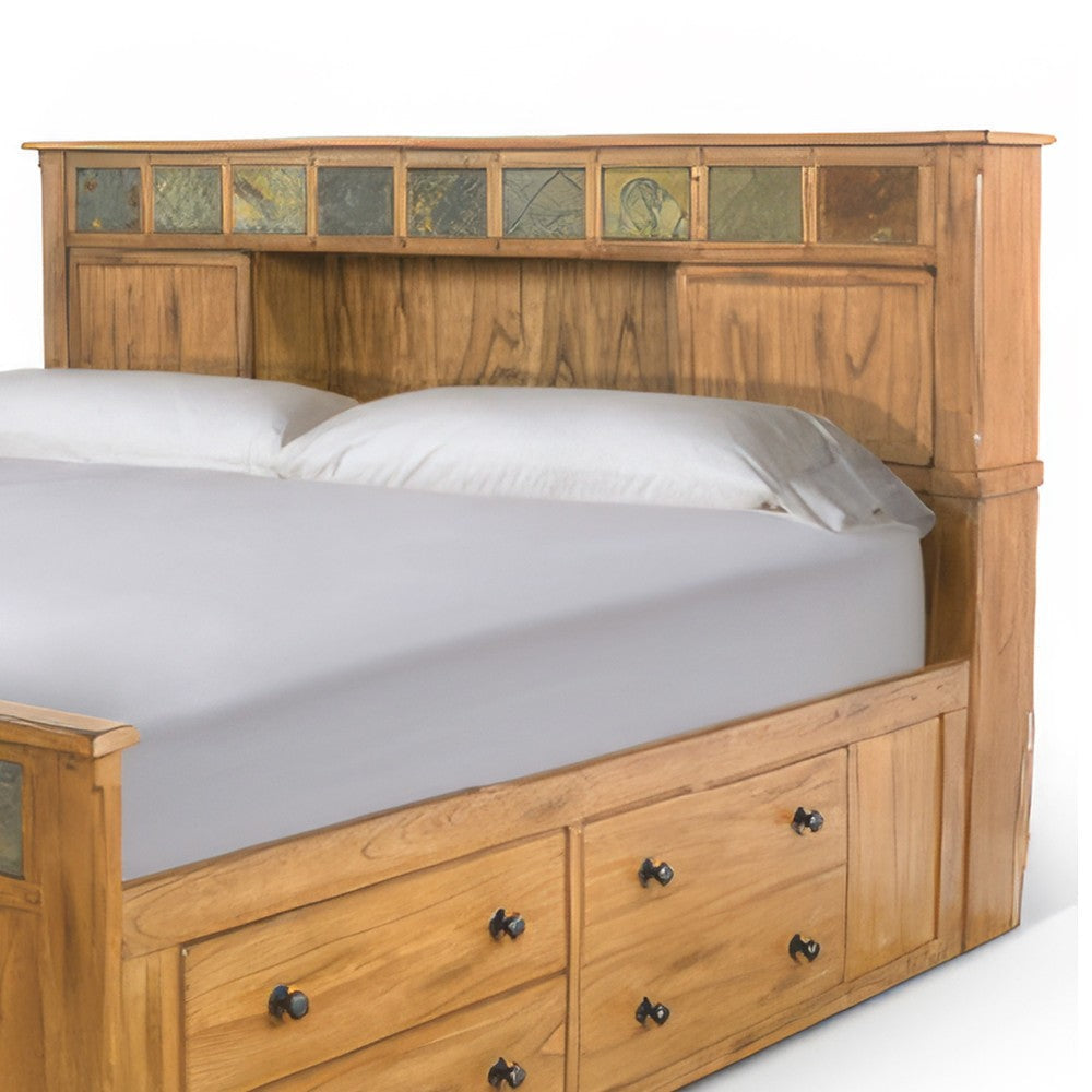 Marv King Size Bed Storage Footboard Bookcase Headboard Light Brown BM325222