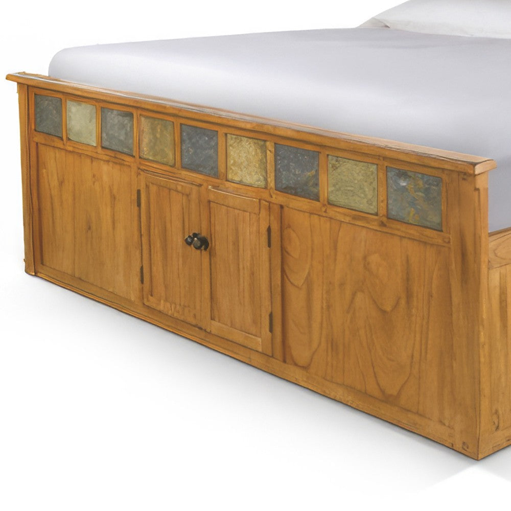 Marv King Size Bed Storage Footboard Bookcase Headboard Light Brown BM325222