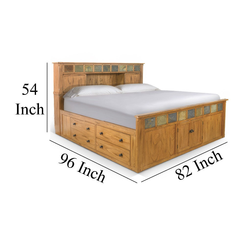 Marv King Size Bed Storage Footboard Bookcase Headboard Light Brown BM325222