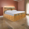 Marv King Size Bed, Storage Footboard, Bookcase Headboard, Light Brown