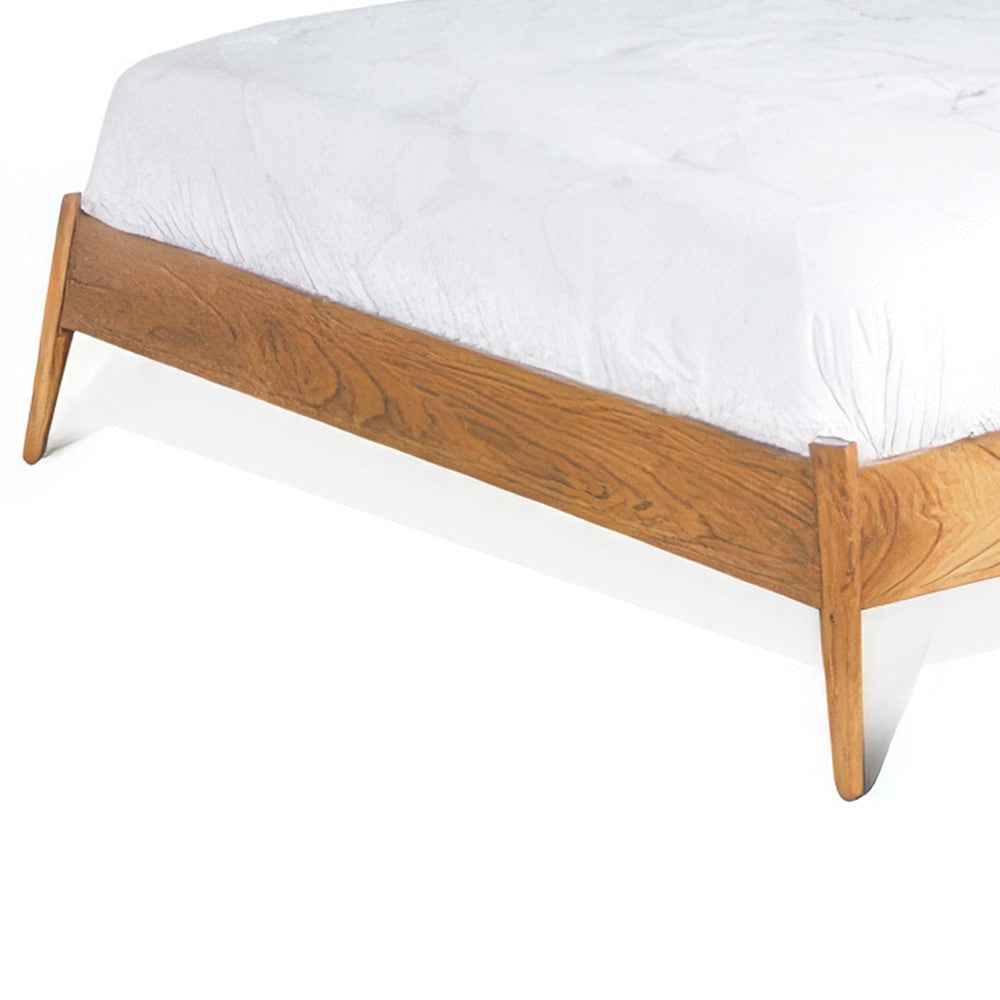 Amy King Size Platform Bed Low Profile Frame Panel Headboard Brown BM325224