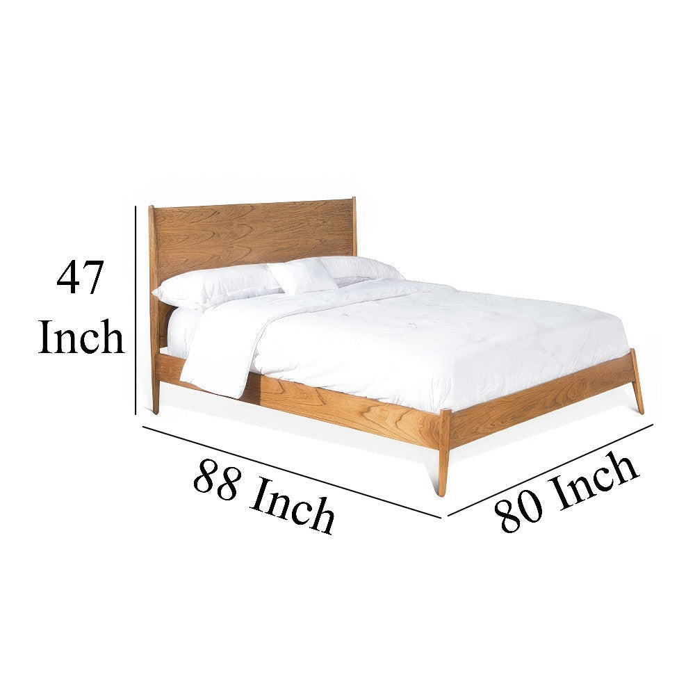 Amy King Size Platform Bed Low Profile Frame Panel Headboard Brown BM325224