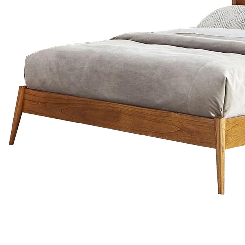 Amy Queen Size Platform Bed Low Profile Frame Panel Headboard Brown BM325225