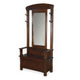 Odell Foyer Hall Tree Coat Hanger w Mirror Storage Bench Dark Brown BM325226
