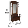 Odell Foyer Hall Tree Coat Hanger w Mirror Storage Bench Dark Brown BM325226