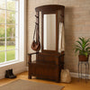 Odell Foyer Hall Tree Coat Hanger w Mirror, Storage Bench, Dark Brown